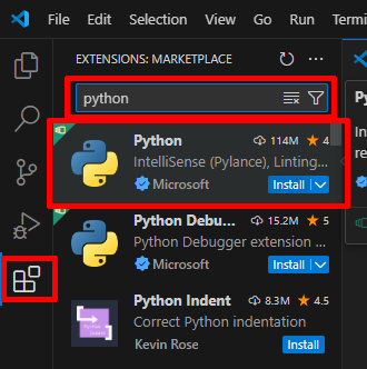 Instalar la extensión Python en VS Code